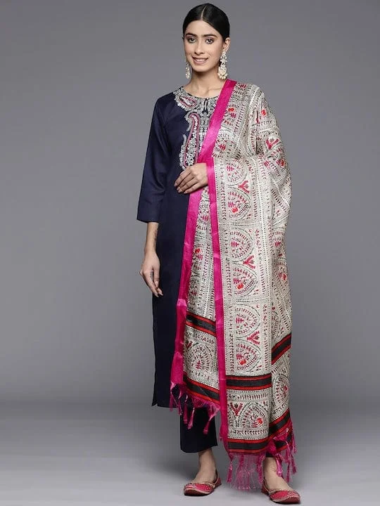 Varanga Women Floral Embroidered Sequinned Kurta With Trousers & Dupatta