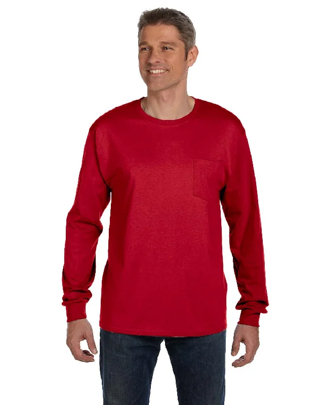 Hanes 5596 Men's Authentic-T Long-Sleeve Pocket T-Shirt