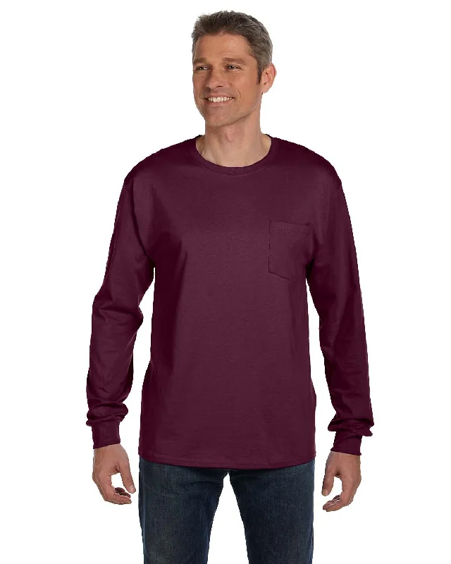 Hanes 5596 Men's Authentic-T Long-Sleeve Pocket T-Shirt