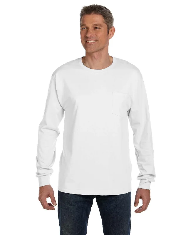 Hanes 5596 Men's Authentic-T Long-Sleeve Pocket T-Shirt