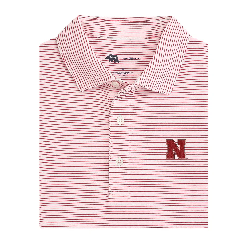 Birdie Stripe Nebraska Performance Polo