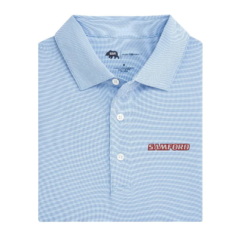 Hairline Stripe Samford Performance Polo - Sky