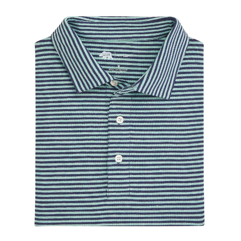 Row Stripe Icon Polo - Seafoam