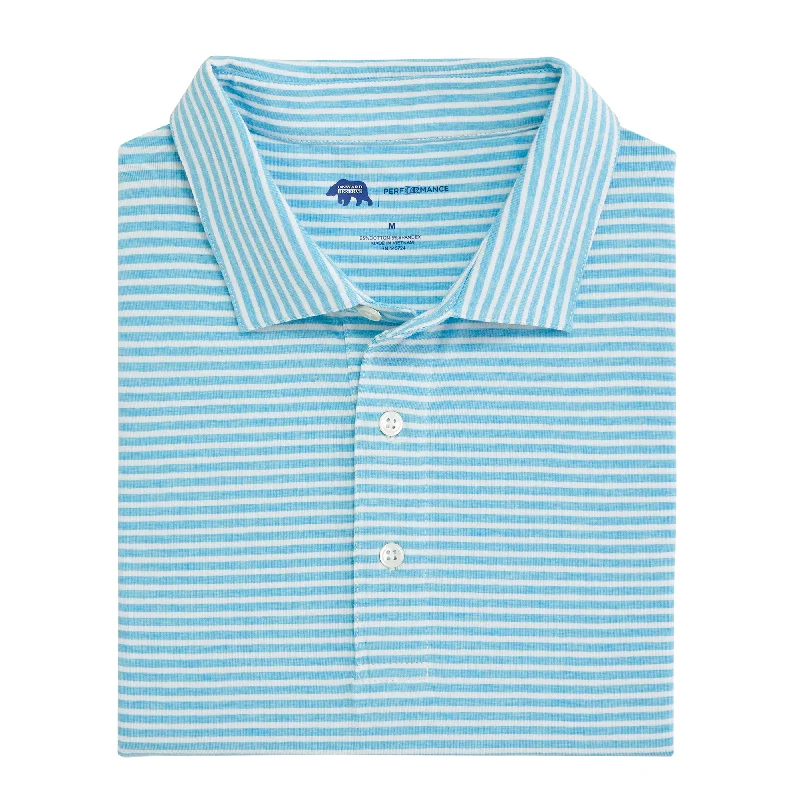 Row Stripe Icon Polo - Cabana Blue