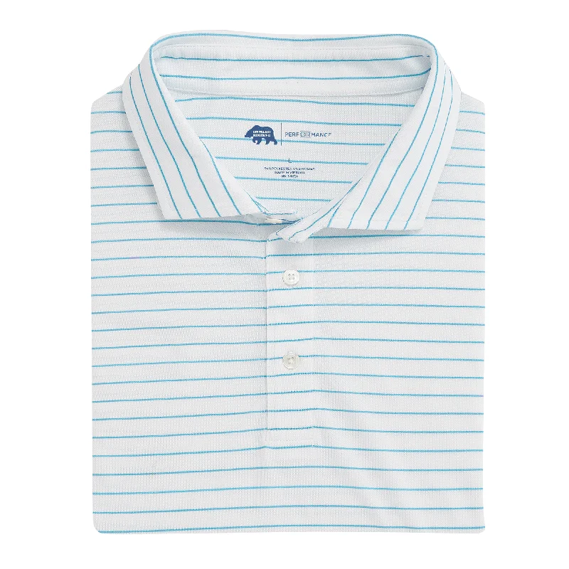 Tourney Stripe Performance Pique Polo - Cabana Blue