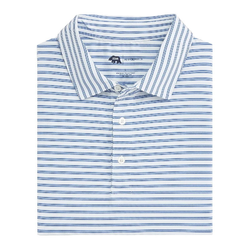 Wedge Stripe Performance Polo - Federal Blue