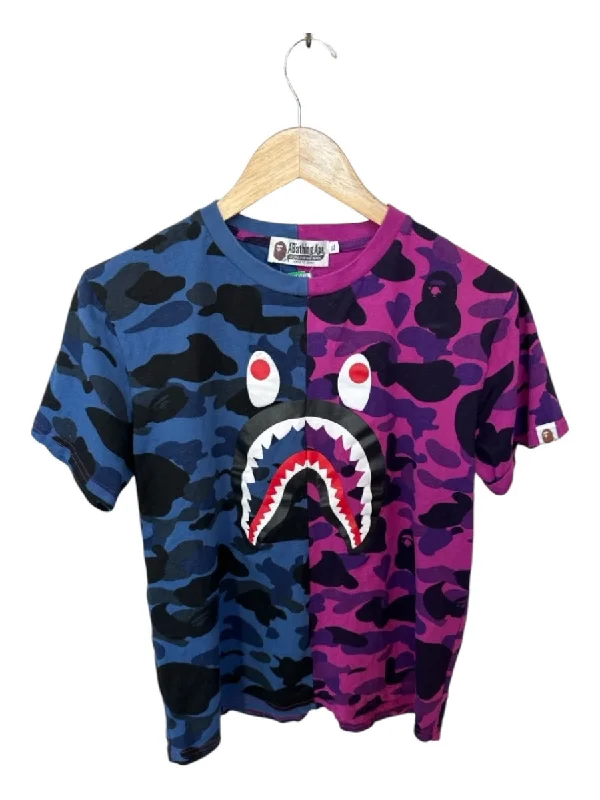 Bape Size Est XS Blue & Purple Cotton Short Sleeve color block Camo Top