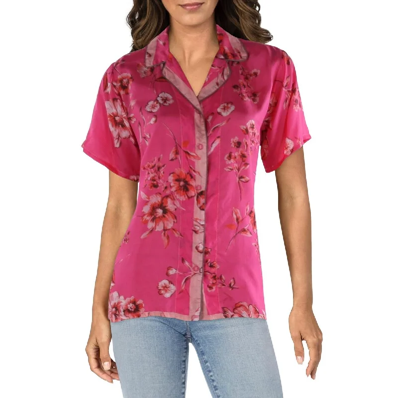 Misty  Womens Collar Short Sleeve Button-Down Top