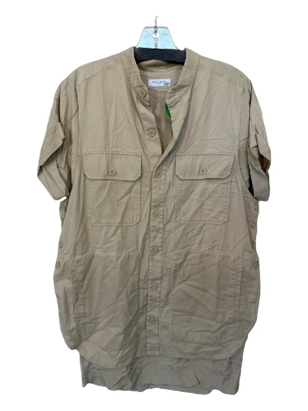 Equipment Size S Tan Lycocell Short Sleeve Side Buttons Top