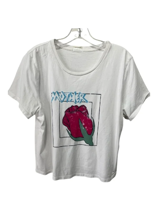 Mother Size XL White, Pink, Blue Cotton Short Sleeve Rose Top