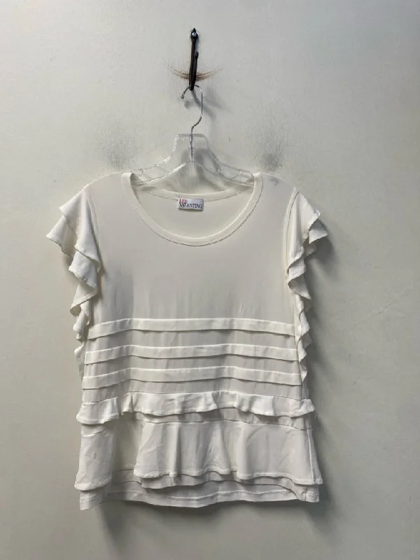 Red Valentino Size Est S White Missing Fabric Tag Round Neck Short Sleeve Top