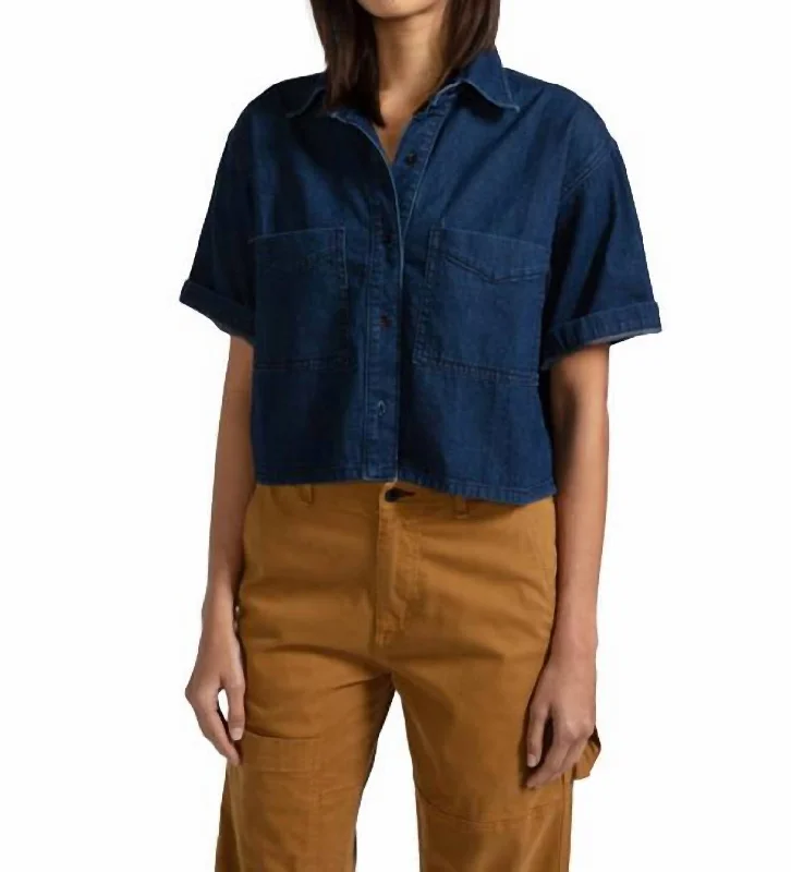 Short Sleeves Denim Shirt In Bruiser