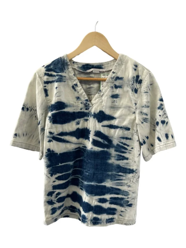 Stella McCartney Size Est S/M Blue & White Cotton Short Sleeve Tie Dye Top