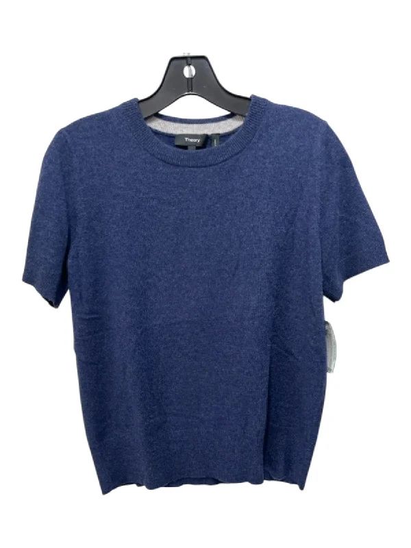 Theory Size M Blue Cashmere Short Sleeve Top