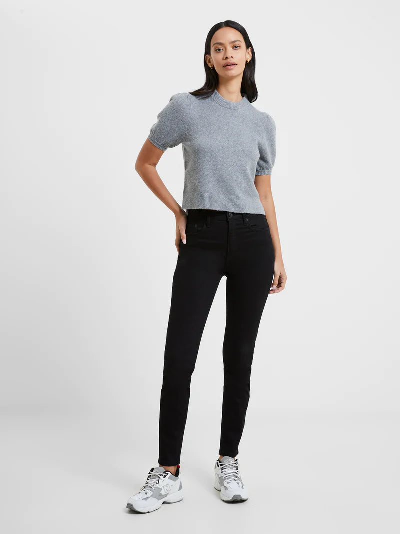 Vhari Ribbed Short Sleeve Sweater-Light Grey