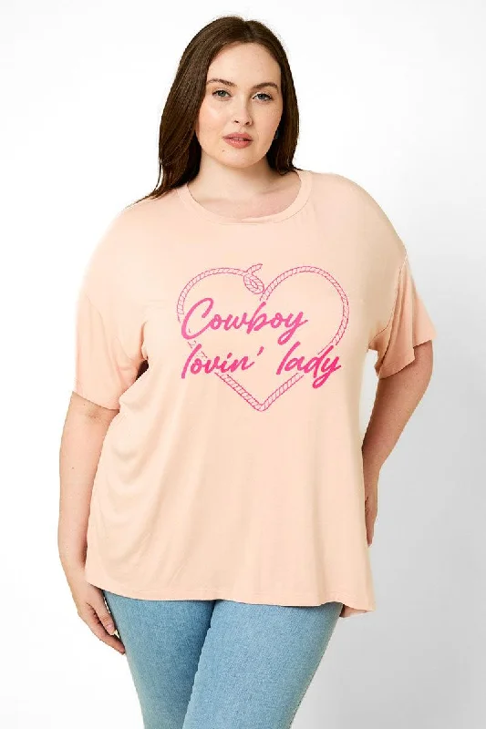 Plus Size Short Sleeve "Cowboy Lovin' Lady" Graphic Top